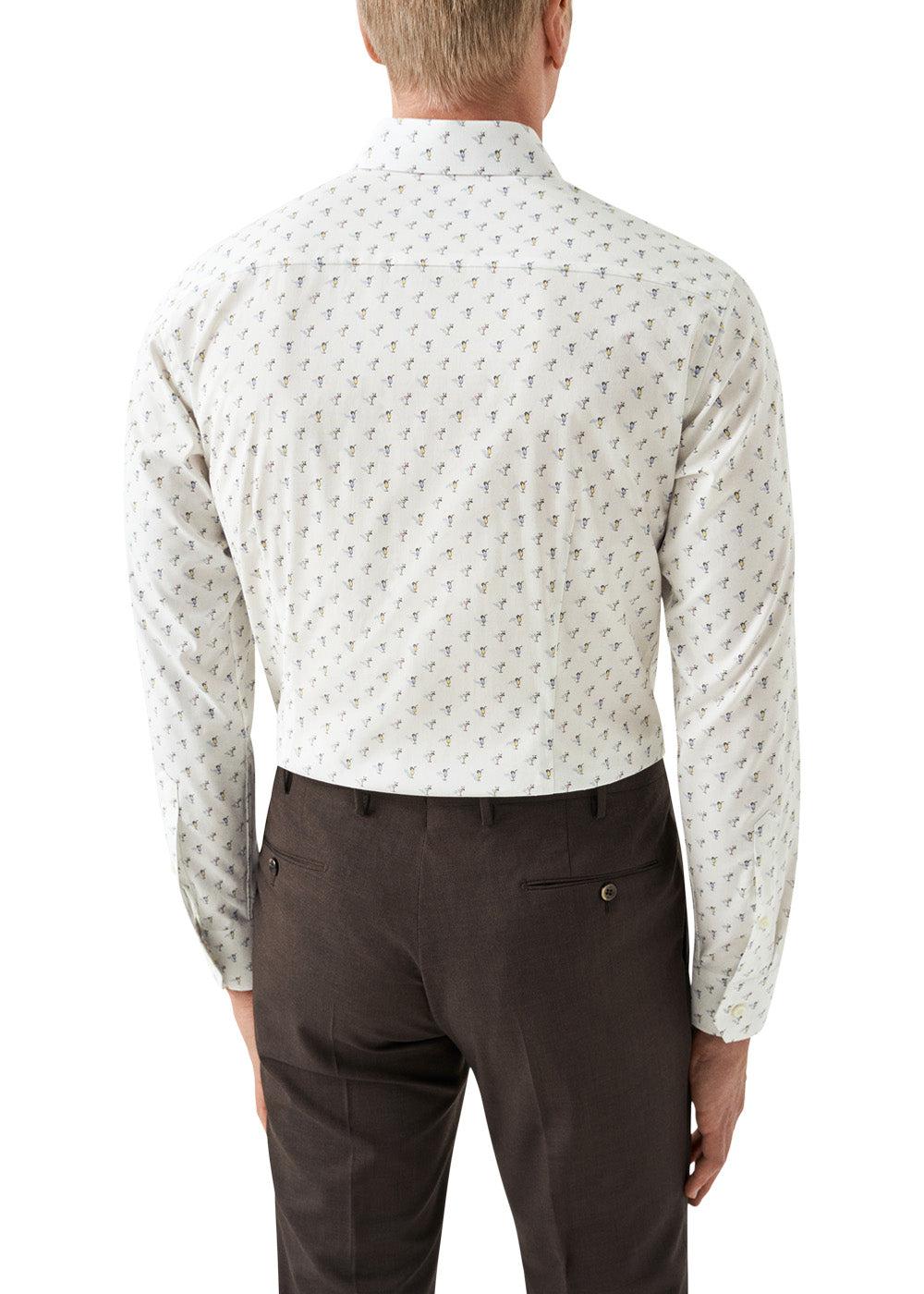 Slim Drink Print Poplin Shirt - White