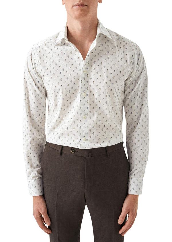 Slim Drink Print Poplin Shirt - White