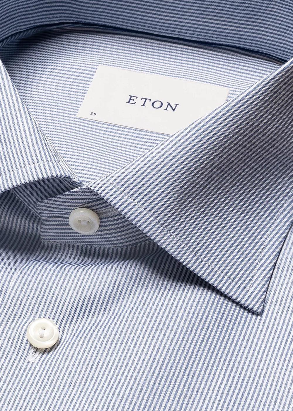 Slim Fine Striped Signature Twill Shirt - Mid Blue