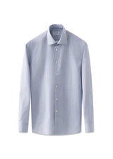 Slim Fine Striped Signature Twill Shirt - Mid Blue