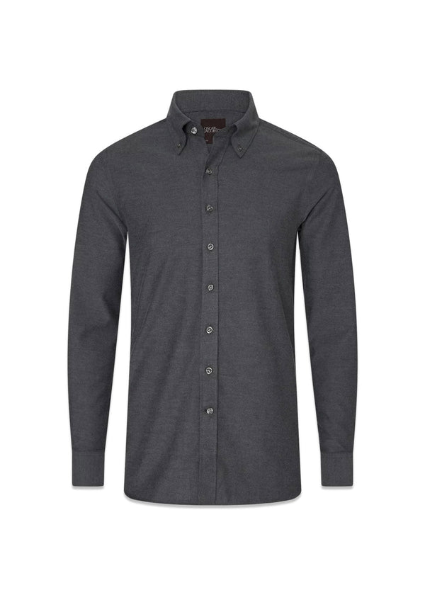 Oscar Jacobsons Slim Fit Short BD Brushed Flannel - Earth Grey. Køb shirts her.