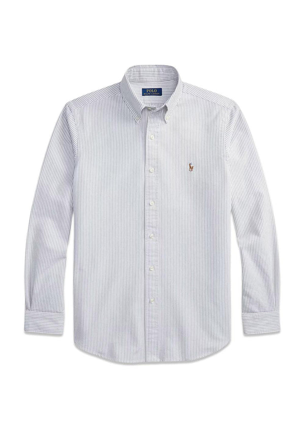 Slim Fit Striped Oxford Shirt - Navy White-Shirts-Ralph Lauren-Butler Loftet