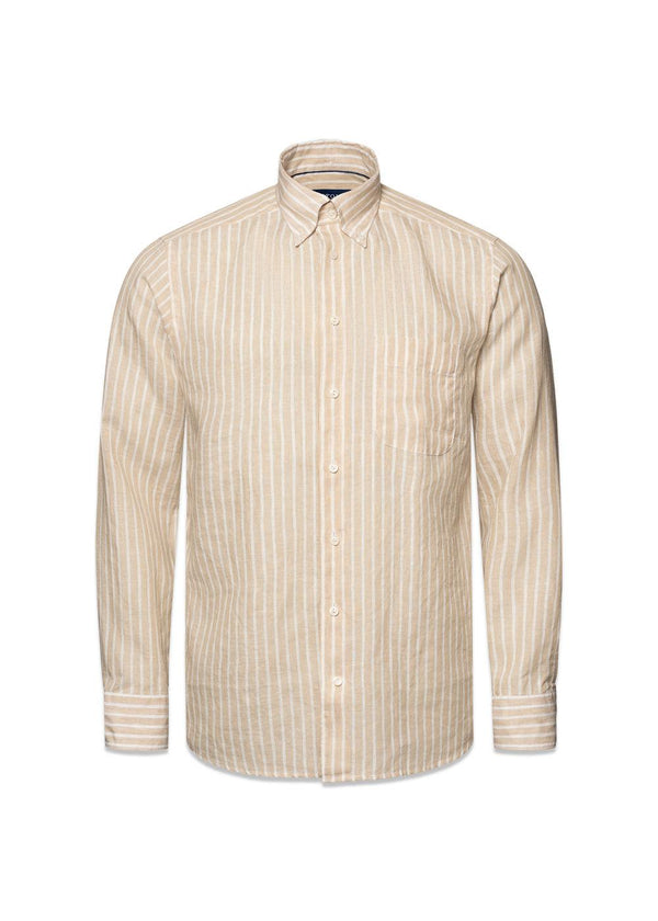 Etons Slim-Linen Stripe - Beige Stripe. Køb shirts her.