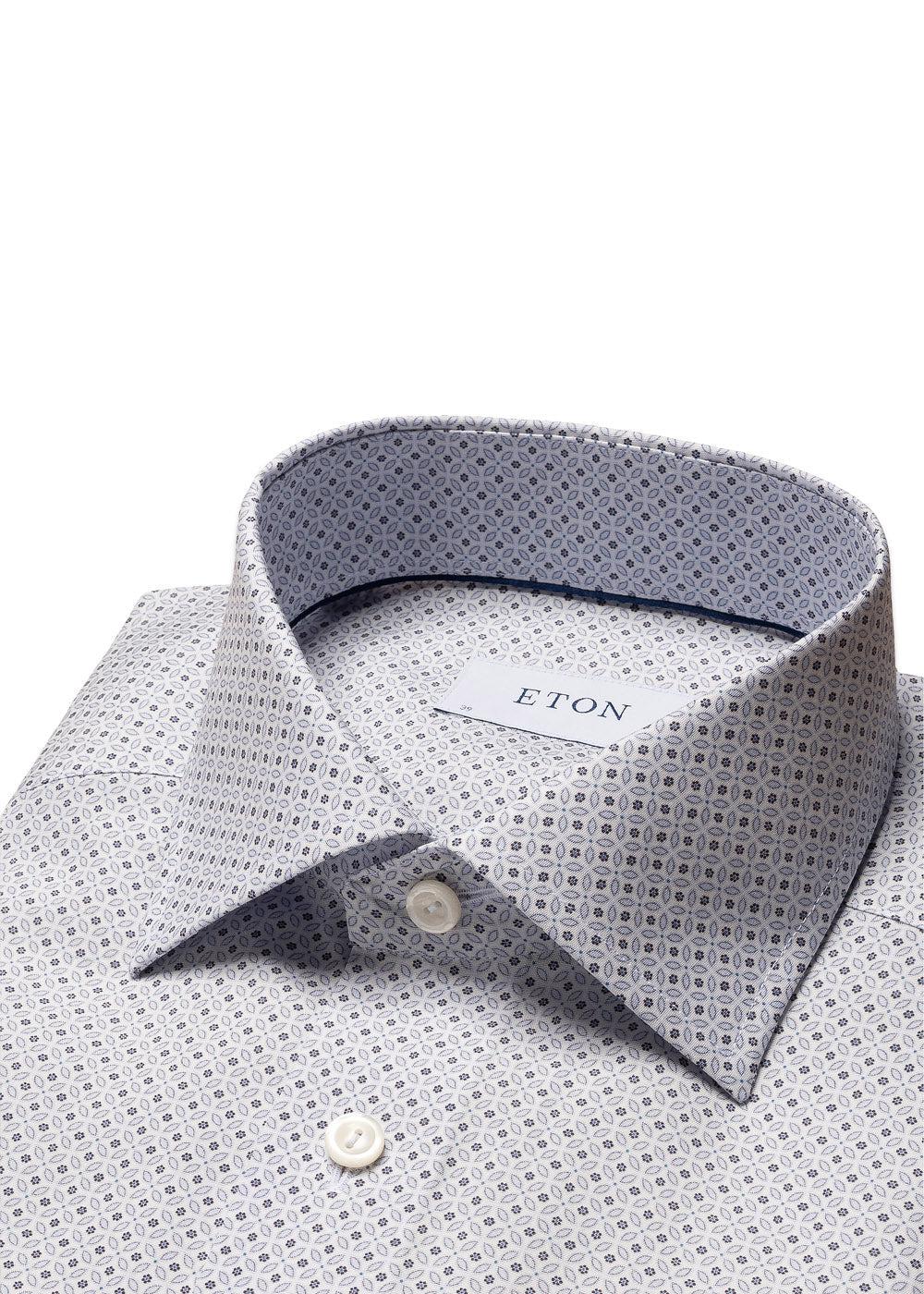 Slim - Poplin Print - Light Blue-Shirts-Eton-Butler Loftet