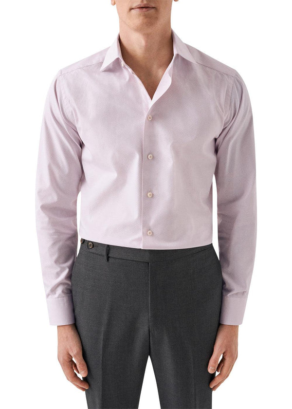 Slim Semi Solid Signature Dobby Shirt - Pink