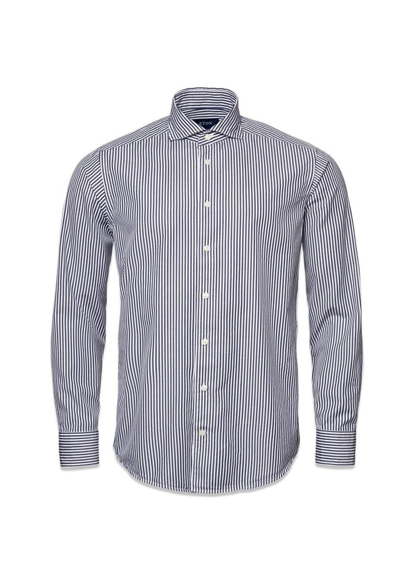 Etons Slim Stripped Contton Tencel Shirt - Black Stripped. Køb shirts her.