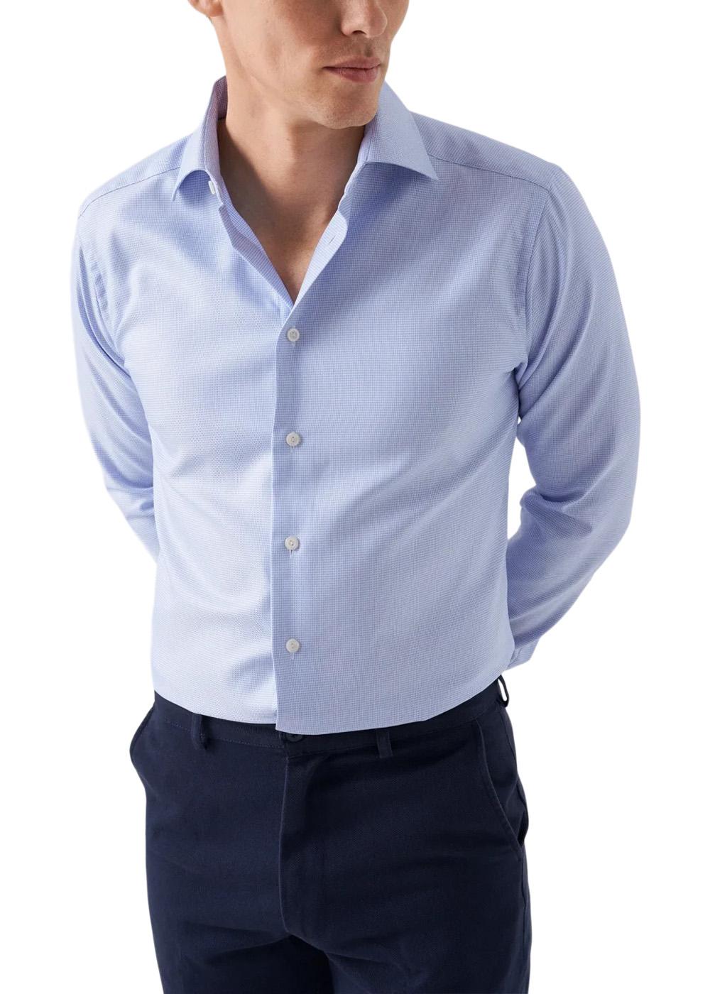 Slim Textured Twill Shirt - Light Blue