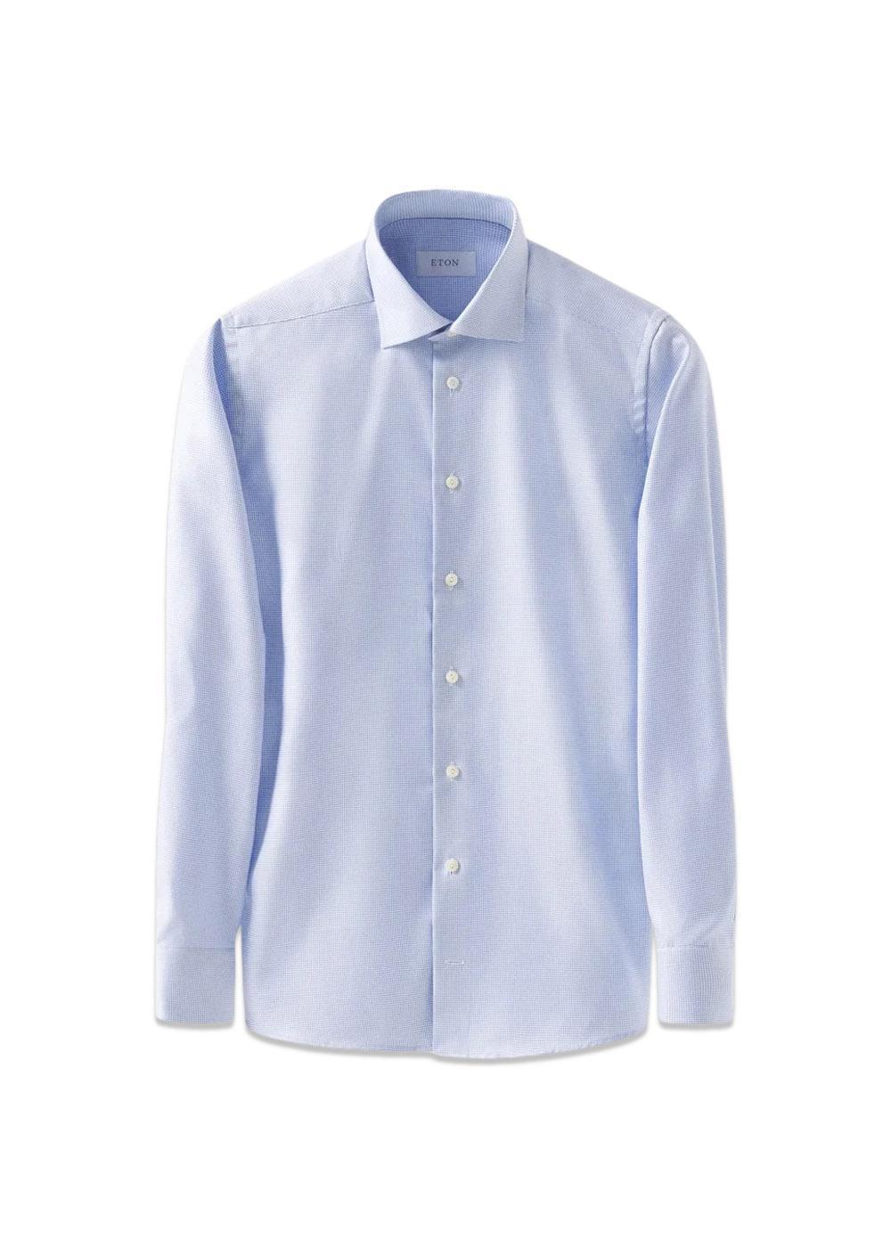 Slim Textured Twill Shirt - Light Blue