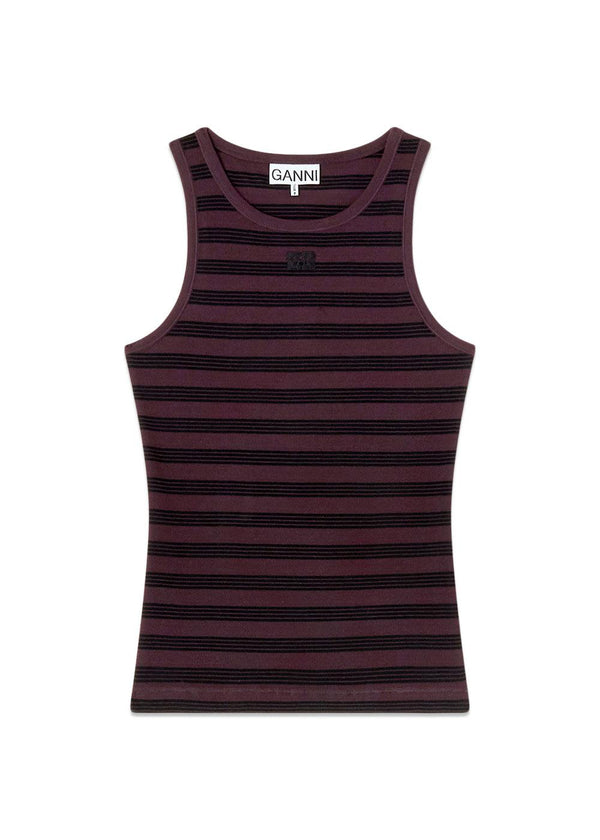 Soft Cotton Rib Tank Top - Chocolate Plum-Top-Ganni-Butler Loftet