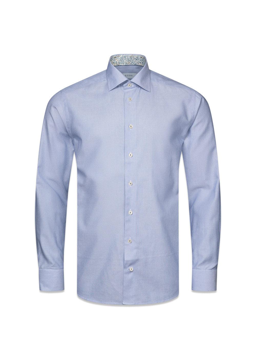 Solid Oxford Cotton Tencel Shirt - Blue-Shirts-Eton-Butler Loftet