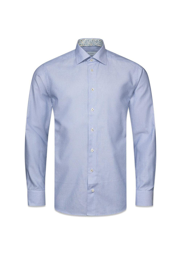 Solid Oxford Cotton Tencel Shirt - Blue-Shirts-Eton-Butler Loftet