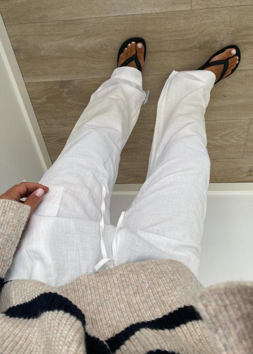 Sonar Linen Pants - White Pants812_158949_White_345711554778721- Butler Loftet