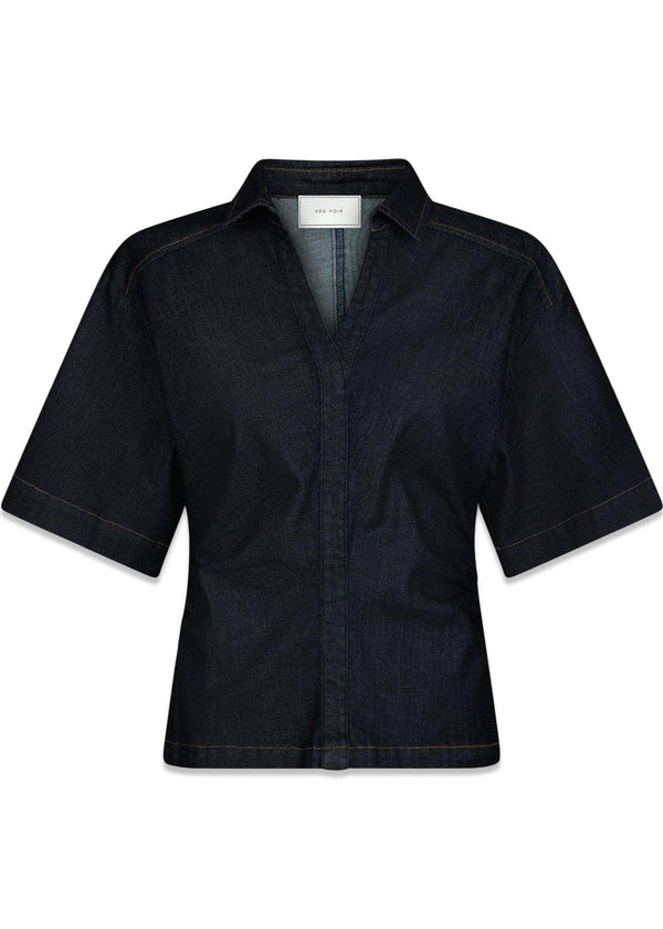 Spenda Denim Blouse - Dark Blue-Blouses-Neo Noir-Butler Loftet