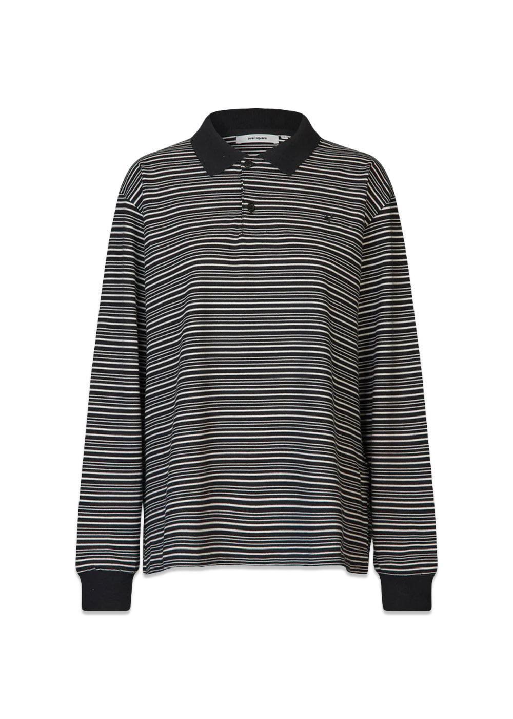 Steffi Oversized Polo - Black/Off White Stripe