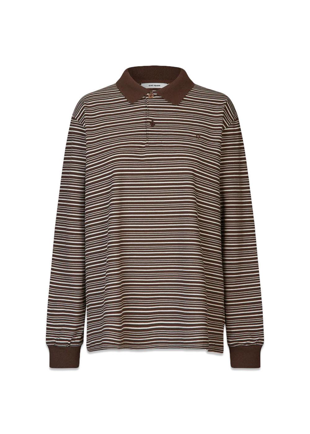 Steffi Oversized Polo - Coffee/Off White Stripe