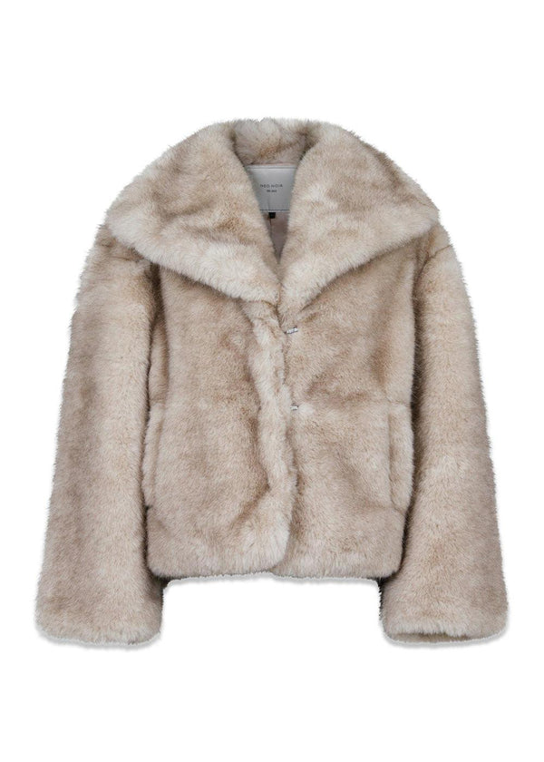 Stephanie Faux Fur Jacket - Beige