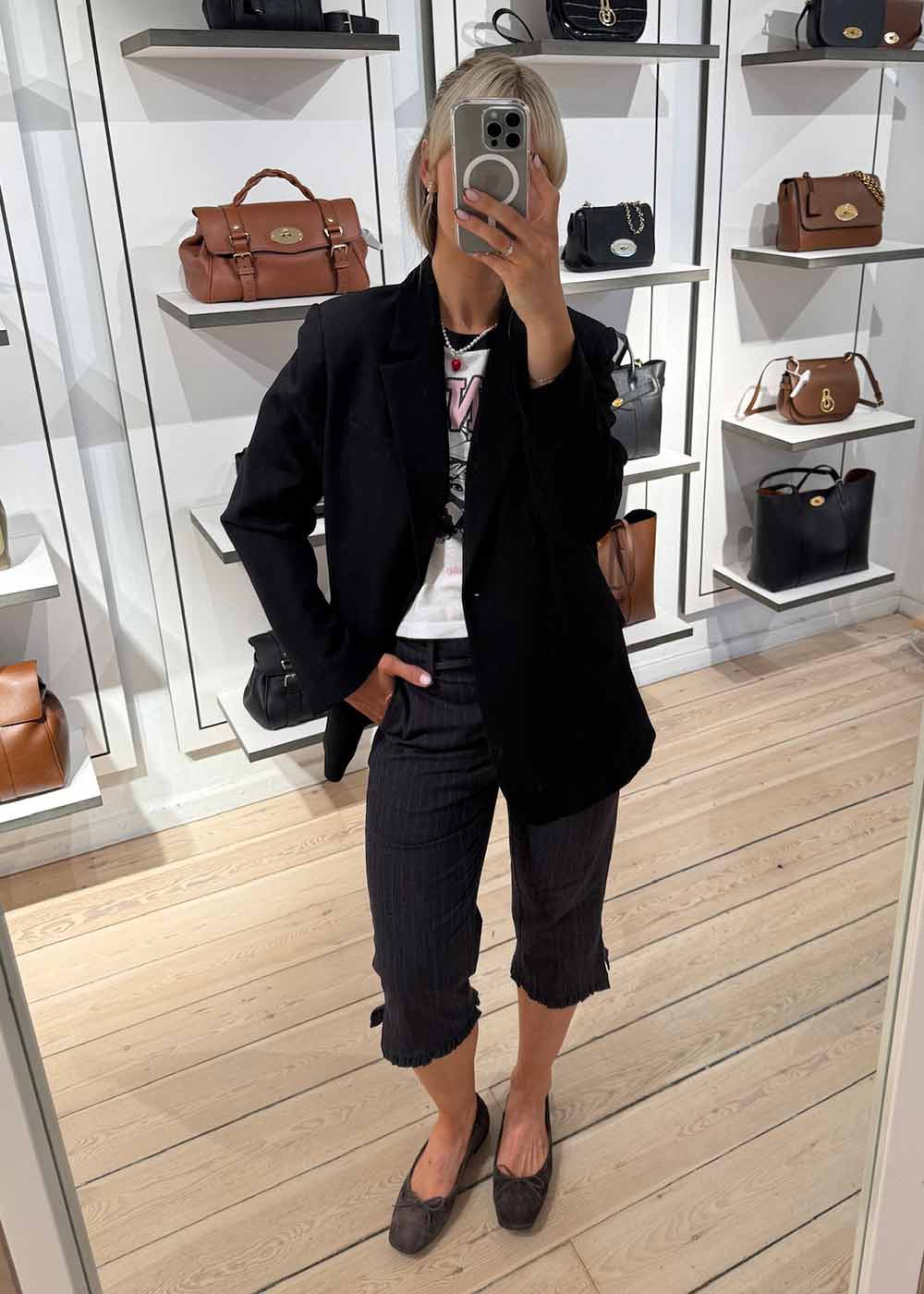 Stretch Stripe Tailoring Capri Pants - Phantom