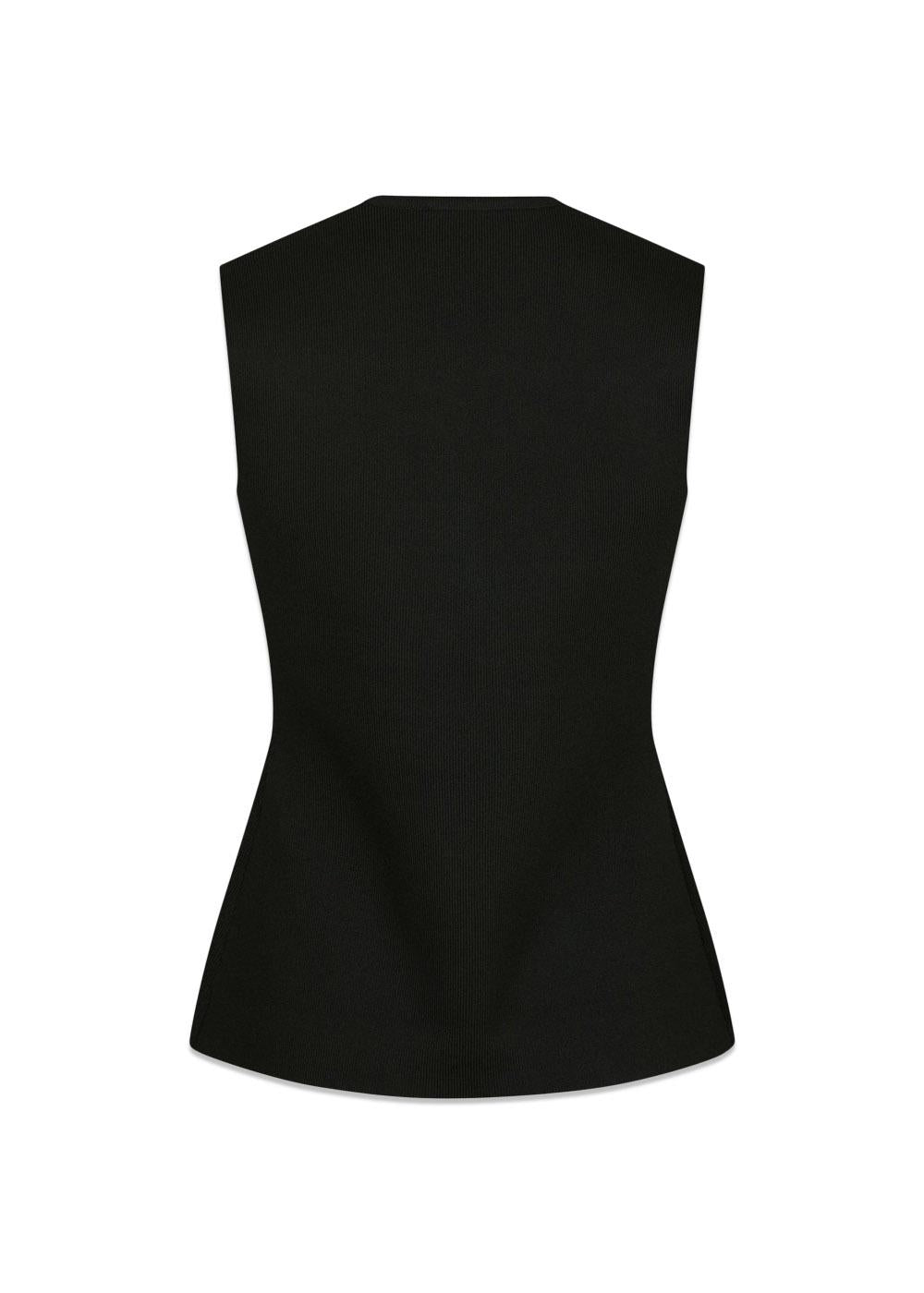 Sway Smooth Knit Waistcoat - Black-Knitwear-Neo Noir-Butler Loftet