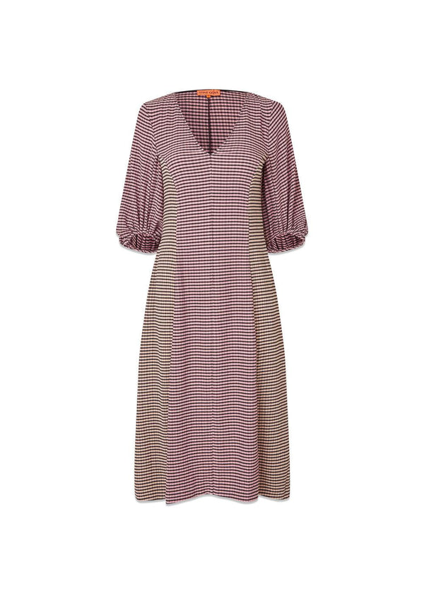 THREE-QUARTER SLEEVE MIDI DRESS - Pink/Black-Dress-Stine Goya-Butler Loftet