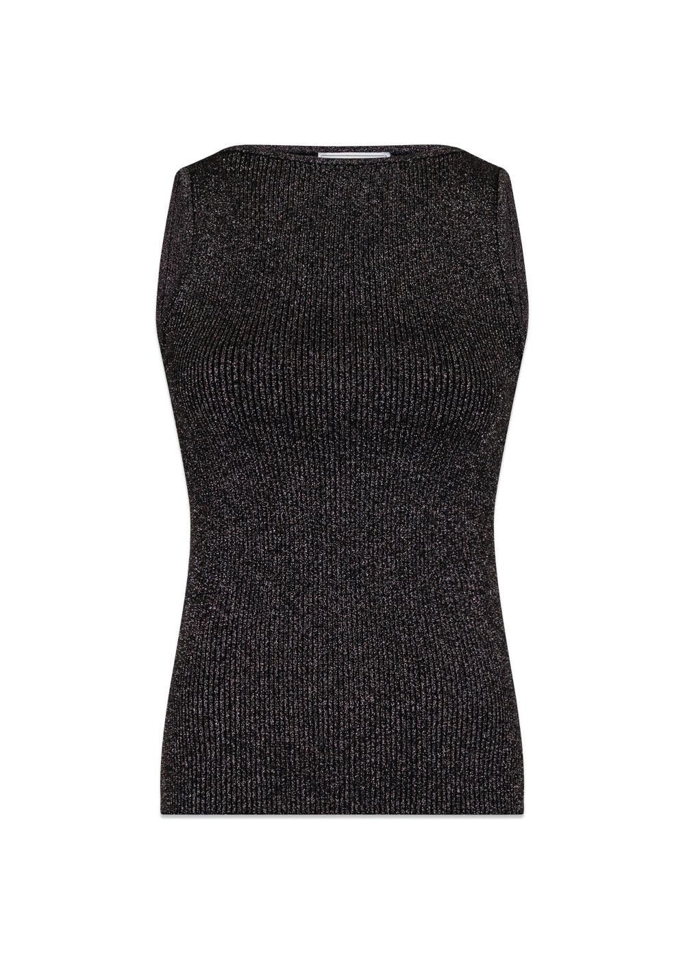 Talia Glitter Knit Top - Black