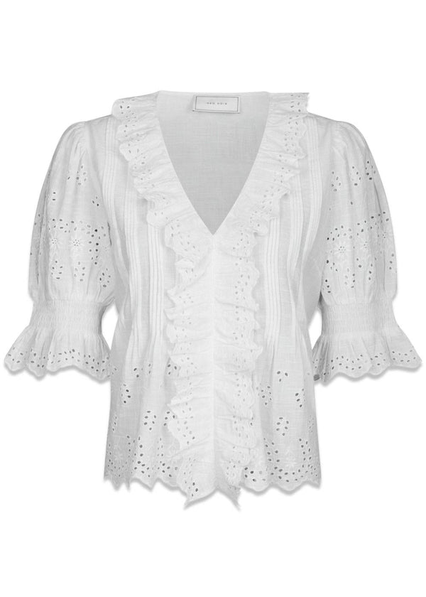 Talise Emb Blouse - White-Blouses-Neo Noir-Butler Loftet