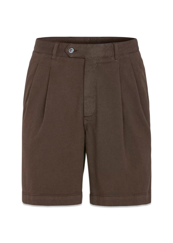 Tanker Pleat Shorts - Brown Elk-Shorts-Oscar Jacobson-Butler Loftet