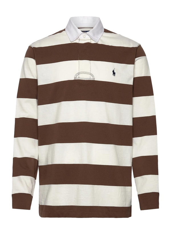 The Iconic Rugby Shirt - White/Brown-Sweatshirts-Ralph Lauren-Butler Loftet