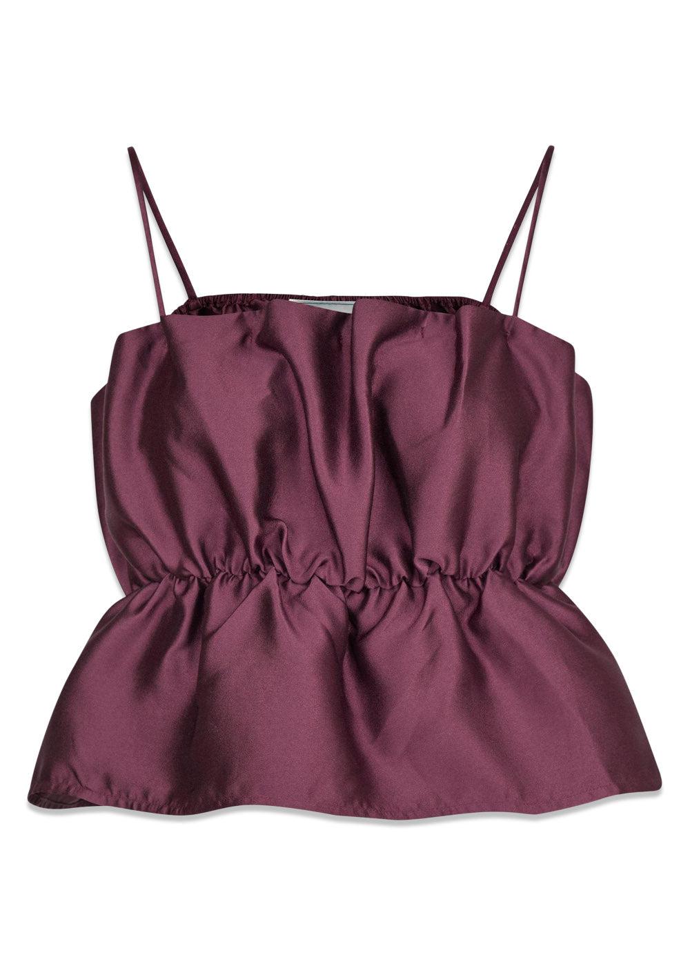 Tipton Dull Satin Top - Burgundy