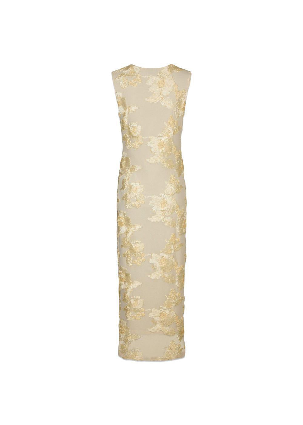 Tiranna Big Flower Mesh Dress - Light Yellow-Dress-Neo Noir-Butler Loftet