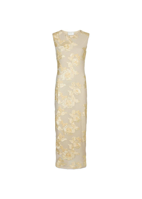 Tiranna Big Flower Mesh Dress - Light Yellow-Dress-Neo Noir-Butler Loftet