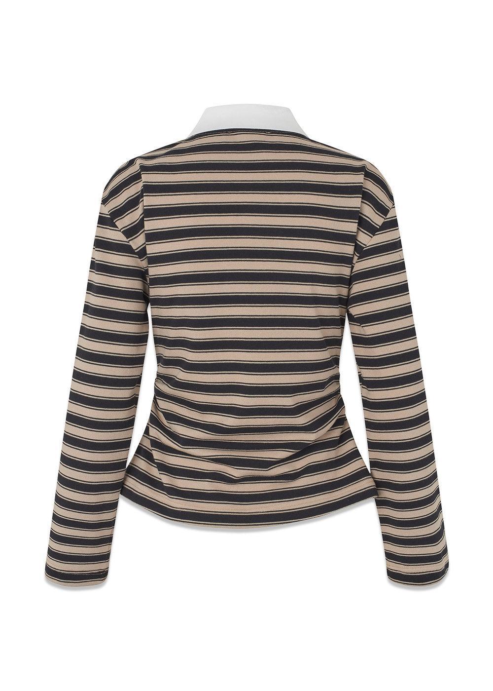 Trinnymd polo - Beige Black Stripe-T-shirts-Modström-Butler Loftet