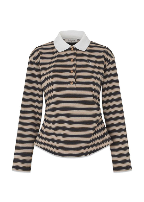 Trinnymd polo - Beige Black Stripe-T-shirts-Modström-Butler Loftet
