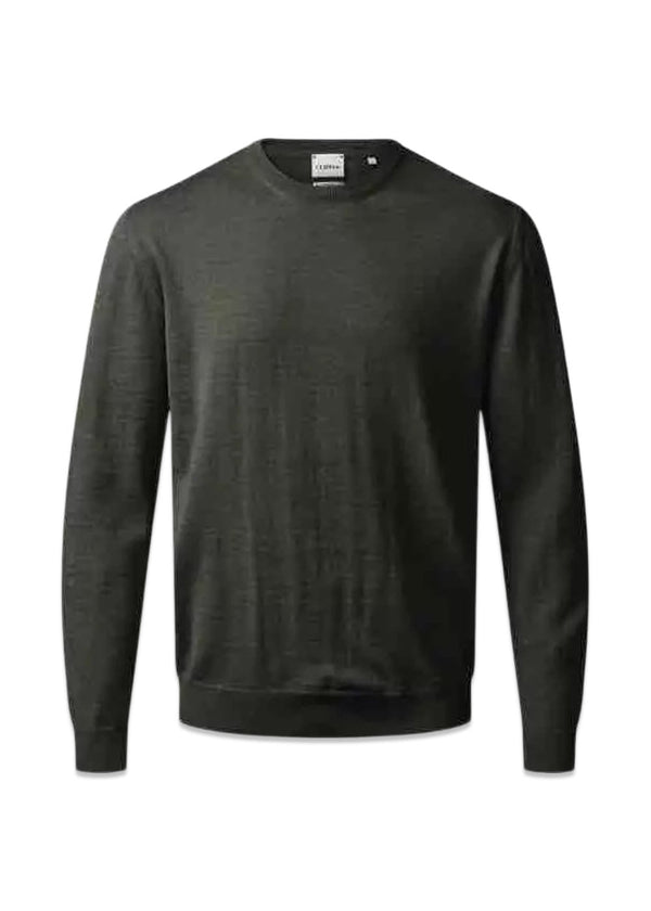 Turin O-Neck - Army Mel-Knitwear-Clipper-Butler Loftet