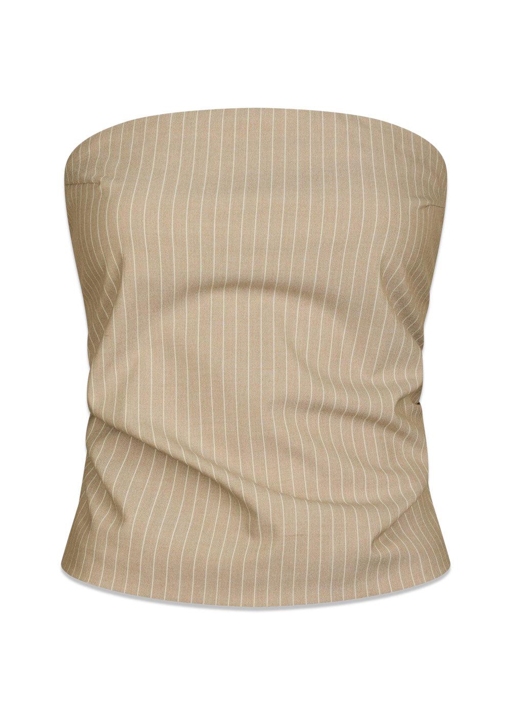 Tyree Melange Pinstripe Top - Sand Melange-Top-Neo Noir-Butler Loftet