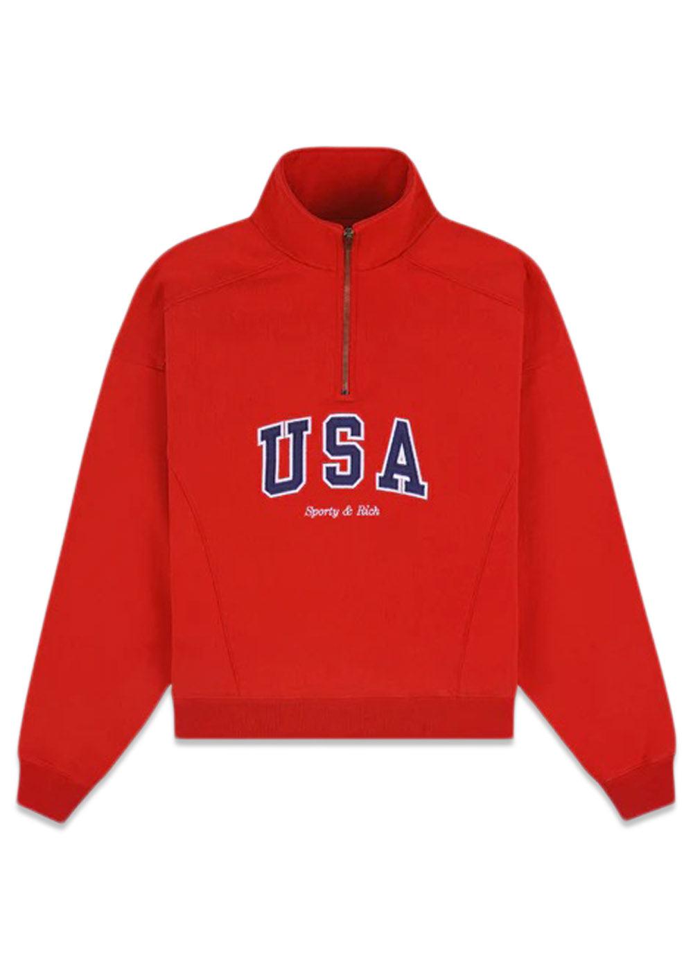 USA Quarter Zip - Sports Red