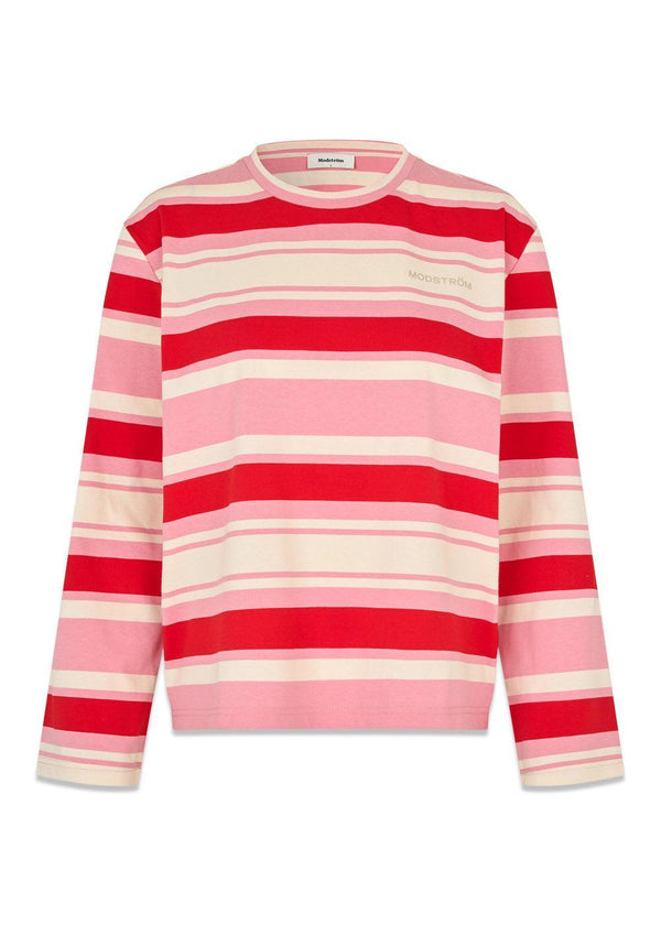 Urbanmd stripe LS t-shirt - Hibiscus Peach Stripe-T-shirts-Modström-Butler Loftet