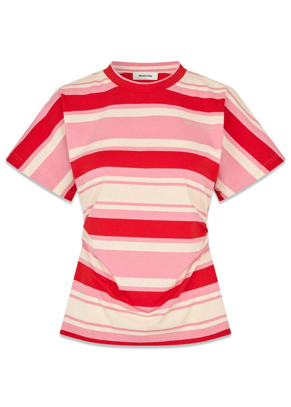 Urbanmd stripe t-shirt - Hibiscus Peach Stripe-T-shirts-Modström-Butler Loftet