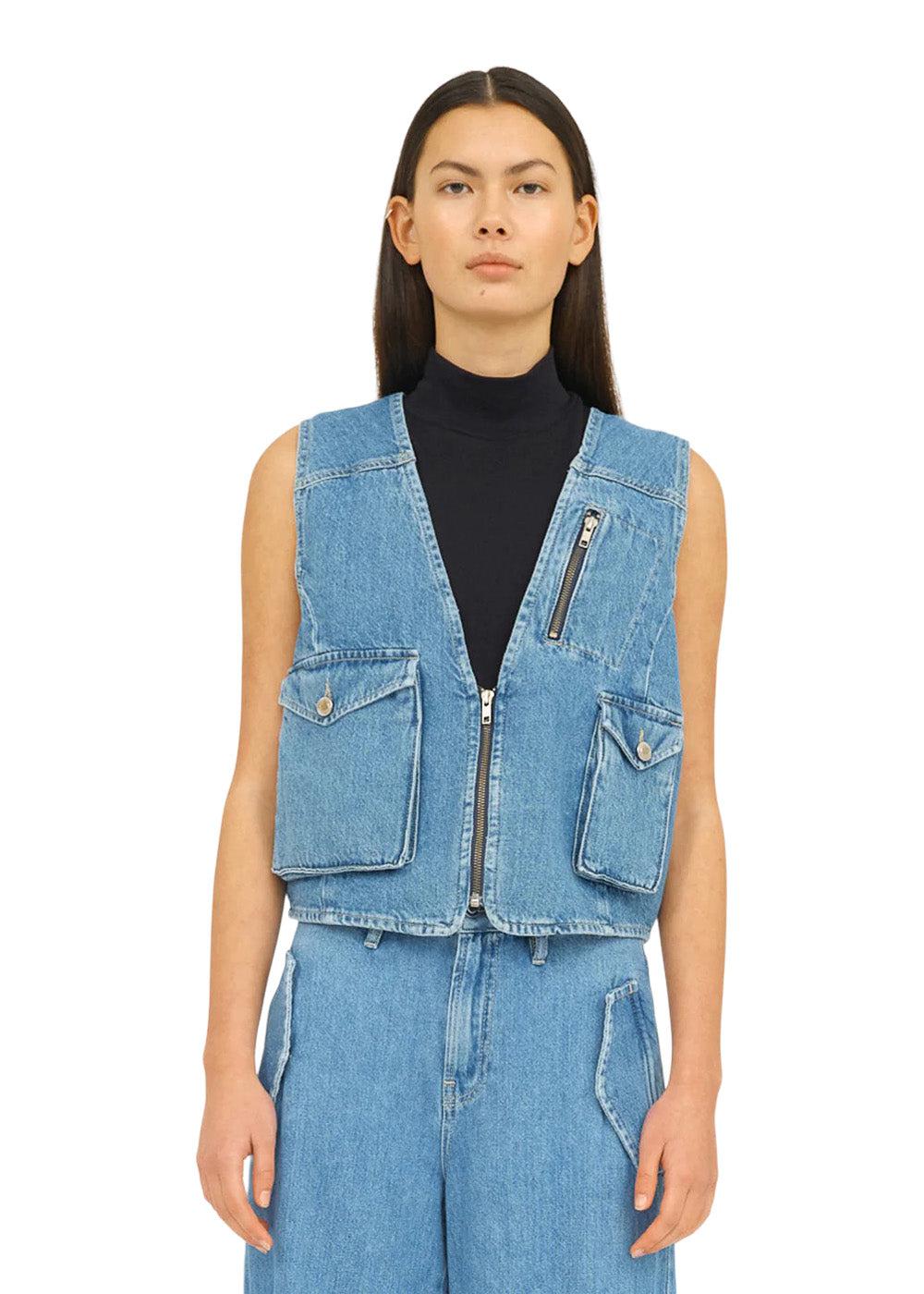 Uta Pocket Denim Vest - Denim Blue