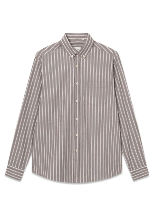 VISION SHIRT - Cold Brown/Khaki Stripe-Shirts-Forét-Butler Loftet