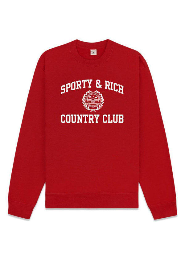 Varsity Crest Crewneck - Ruby-Sweatshirts-Sporty & Rich-Butler Loftet