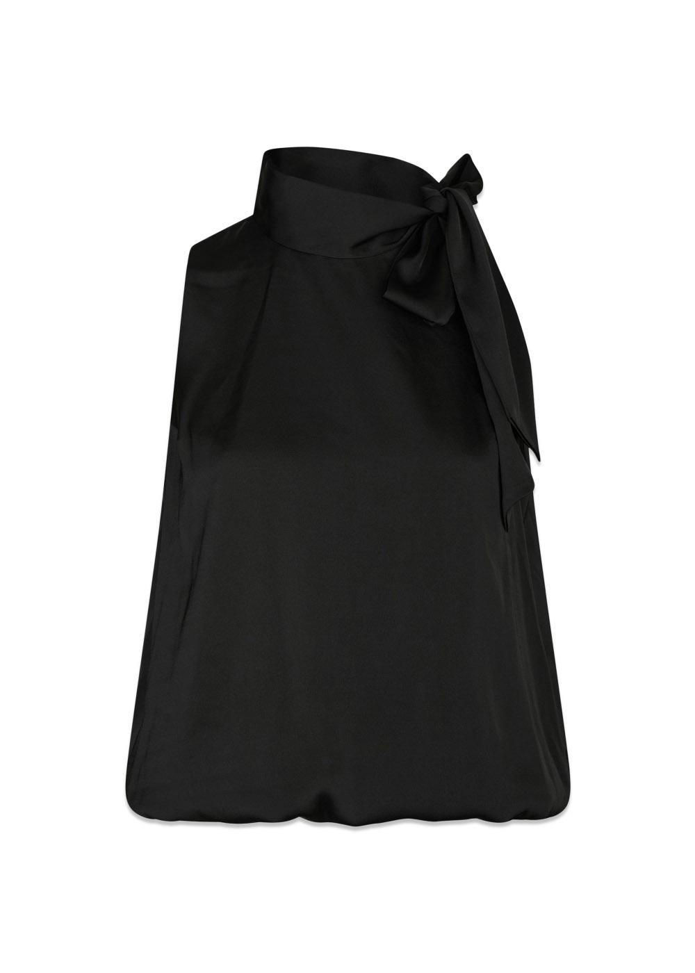 Veda Drapy Satin Top - Black-Top-Neo Noir-Butler Loftet