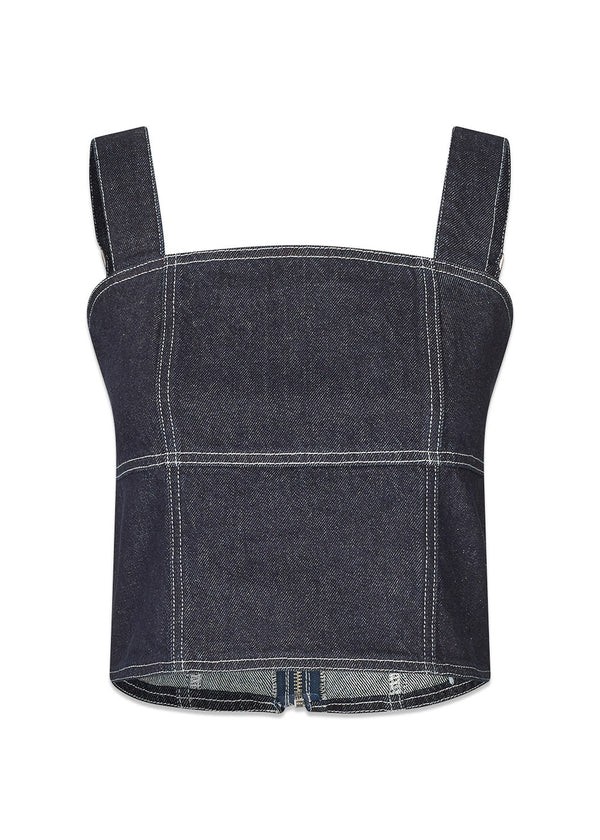 Venice Denim Top - 0101 Dark Raw / White Stitch-Top-Oval Square-Butler Loftet