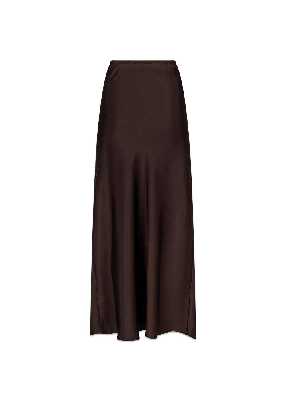 Vicky Heavy Sateen Skirt - Dark Brown