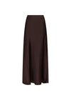 Vicky Heavy Sateen Skirt - Dark Brown