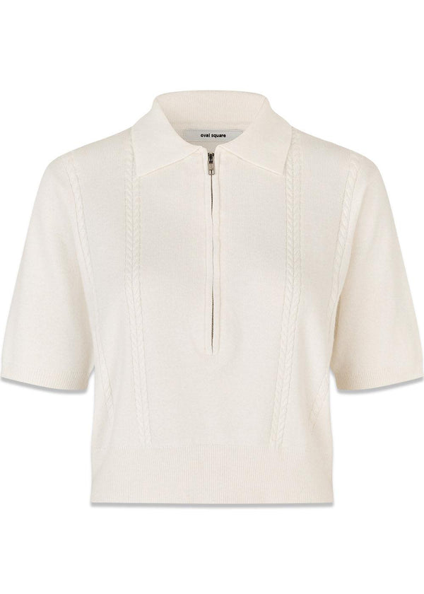 Vika Knit Polo - Off White-Knitwear-Oval Square-Butler Loftet