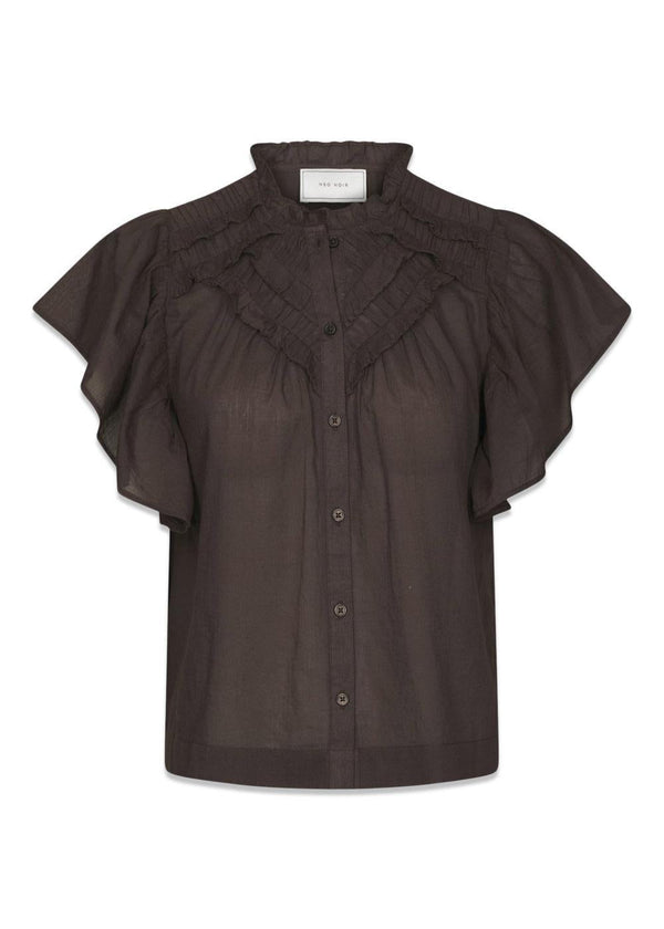 Vinsa S Voile Top - Dark Brown-Top-Neo Noir-Butler Loftet