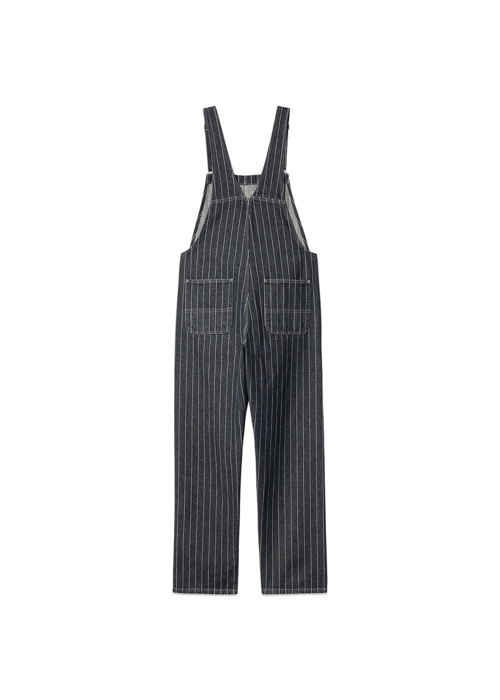 W Orlean Bib Overall Straight - Orlean Stripe, Black / White Stone Washed