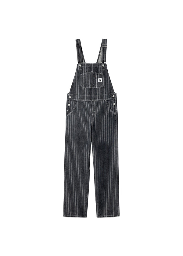 W Orlean Bib Overall Straight - Orlean Stripe, Black / White Stone Washed