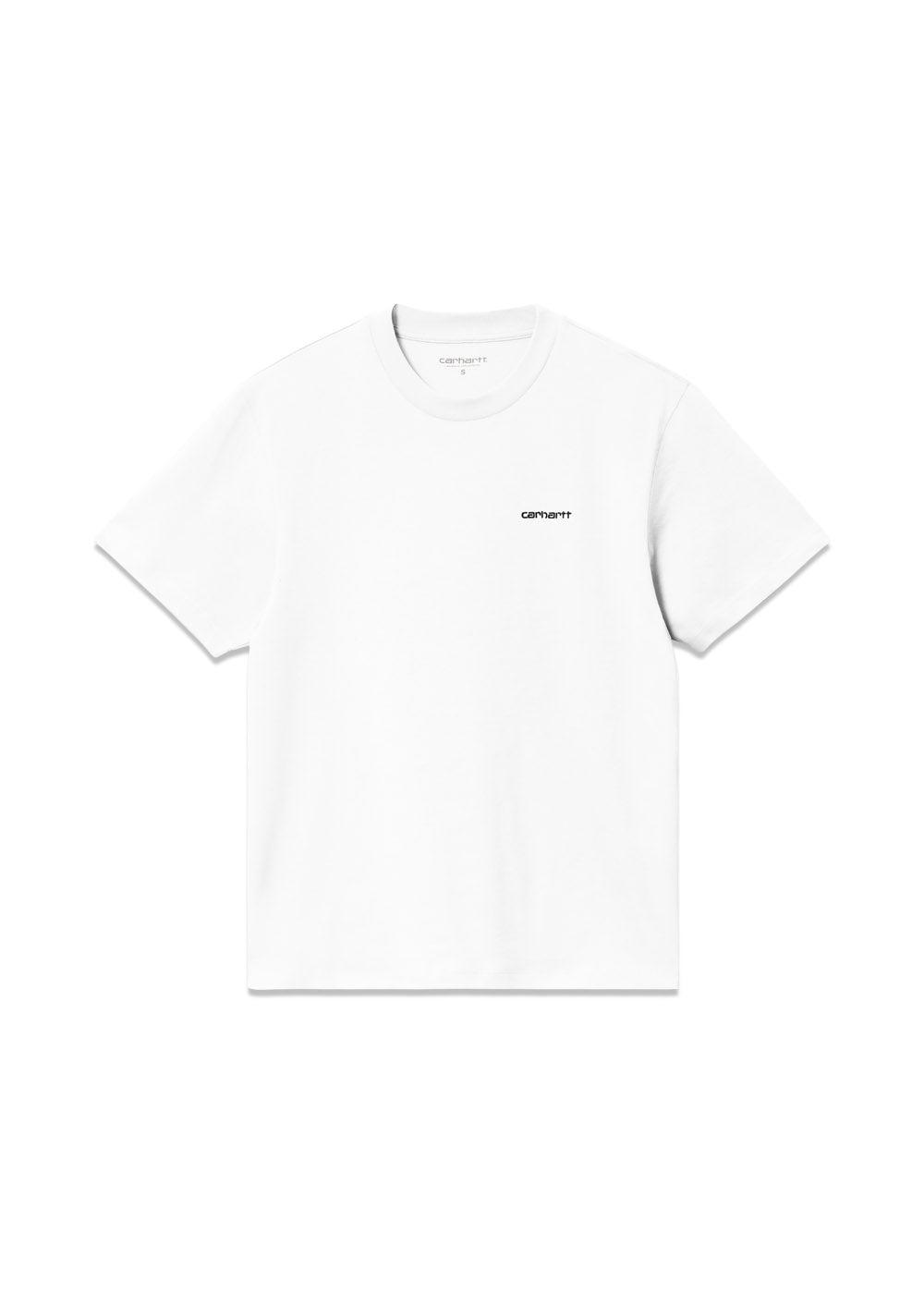 W S/S Script Embroidery T-S - White / Black