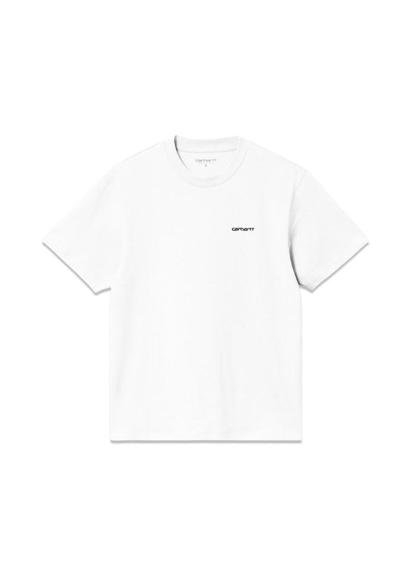 W S/S Script Embroidery T-S - White / Black